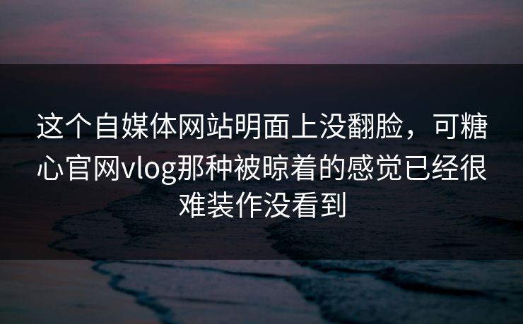 这个自媒体网站明面上没翻脸，可糖心官网vlog那种被晾着的感觉已经很难装作没看到