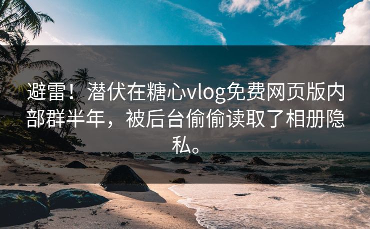 避雷！潜伏在糖心vlog免费网页版内部群半年，被后台偷偷读取了相册隐私。