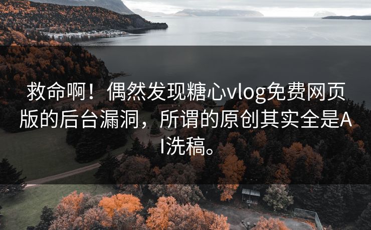 救命啊！偶然发现糖心vlog免费网页版的后台漏洞，所谓的原创其实全是AI洗稿。
