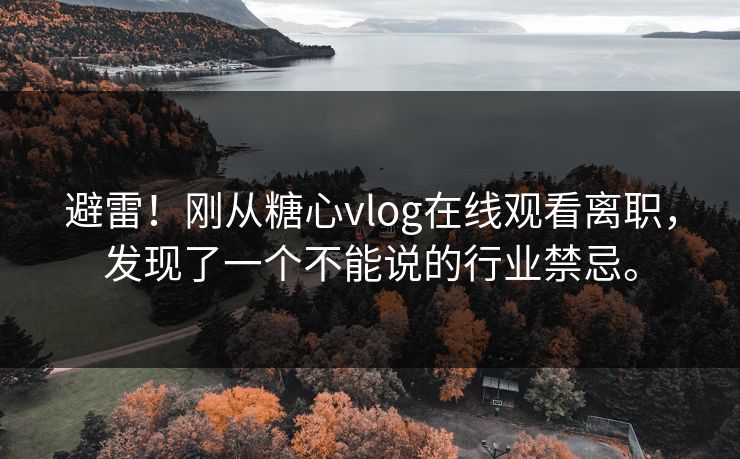 避雷！刚从糖心vlog在线观看离职，发现了一个不能说的行业禁忌。